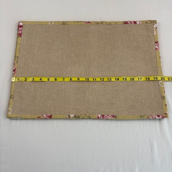 Ivy Hill Home Placemats Linen Blend Rectangular Floral Edge Set of 4 20x14 - Picture 6 of 9